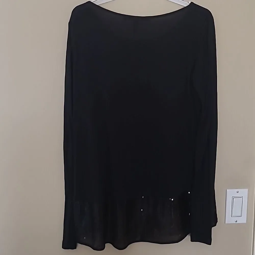 🎄🎄🎄Bcbg Maxazria sz Sm Sequin Trim RoseAnn Top in Black - Picture 4 of 8